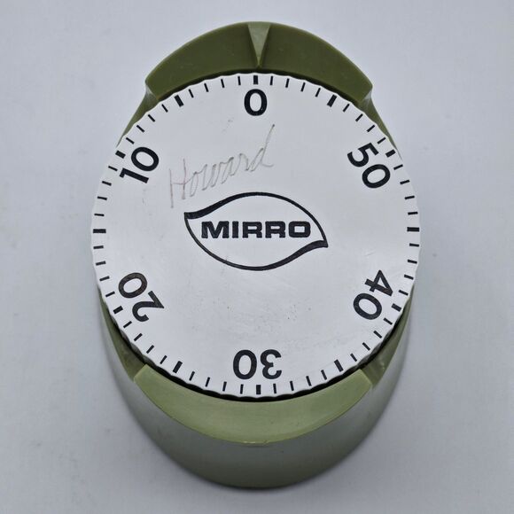 Mirro Avocado Green 60 Minute Kitchen Timer Vtg Mechanical Used Works Etched - Picture 5 of 7